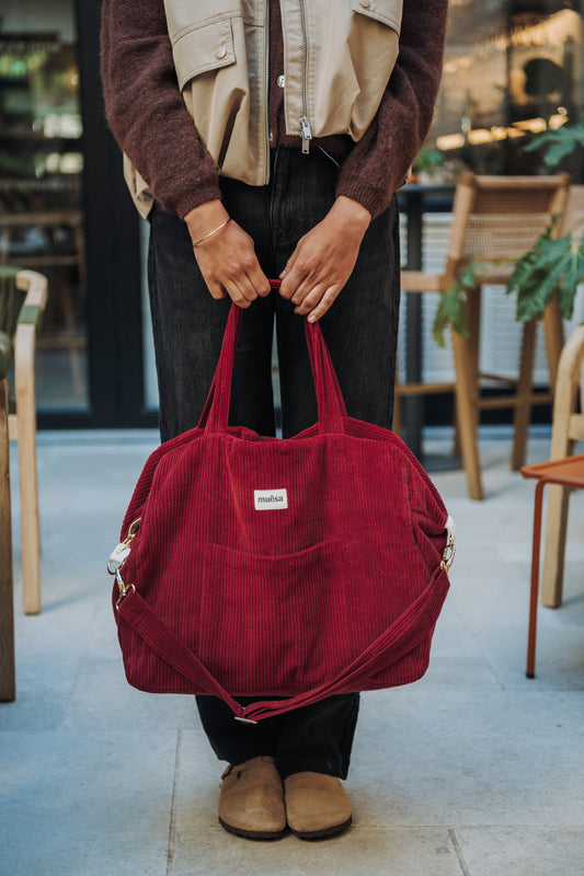 Sac à langer en velours côtelé